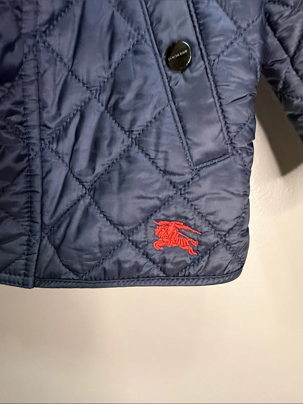 Burberry Kids Diamond-Quilted Barn Jacket in navy blue Size 18 Months